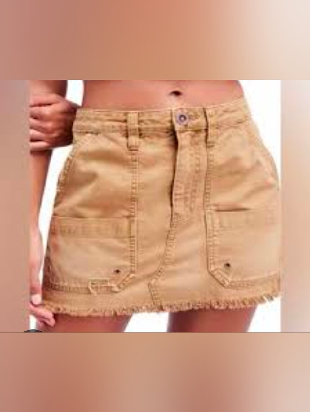 Free People Tan Utility Mini Skort